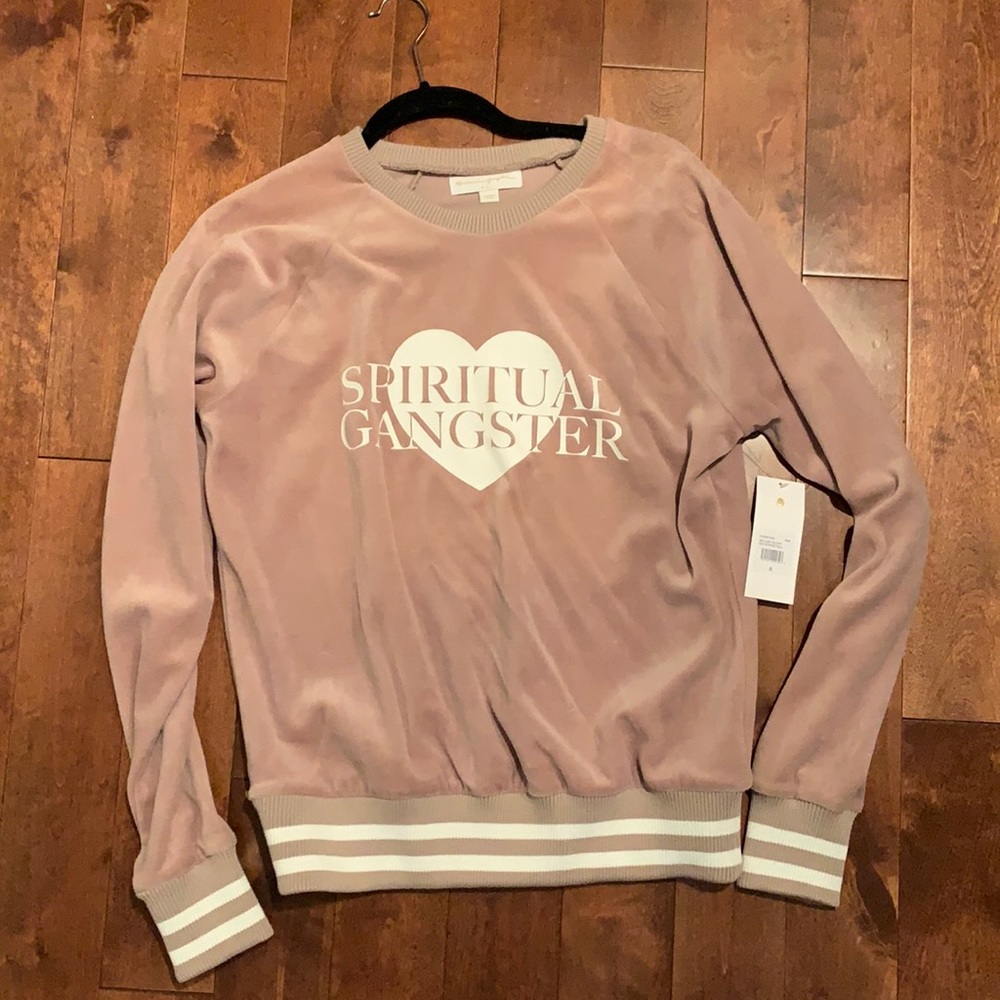 NWT Spiritual Gangster Love Velour Crew